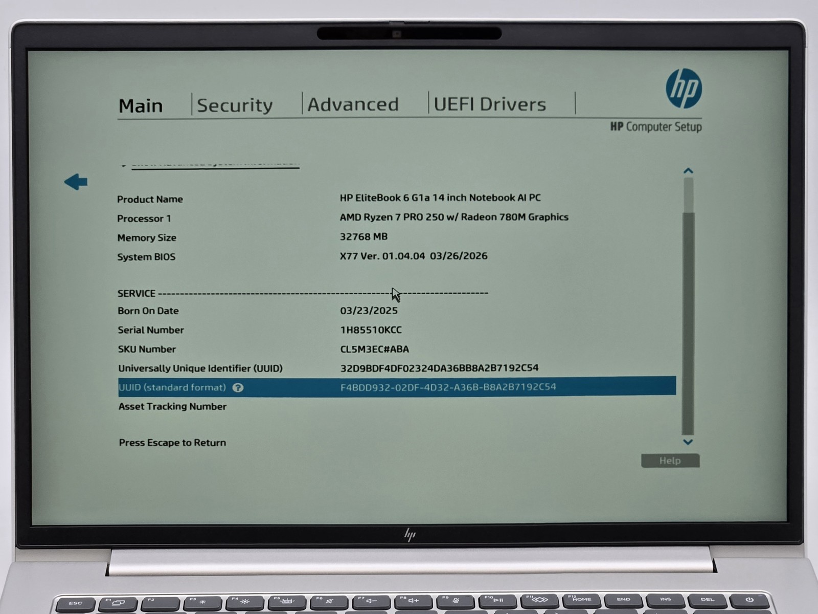 Hp EliteBook 6 G1a 14″ FHD+ RYZEN 7 PRO 250 512GB 32GB W11P Backlit FPR Warranty