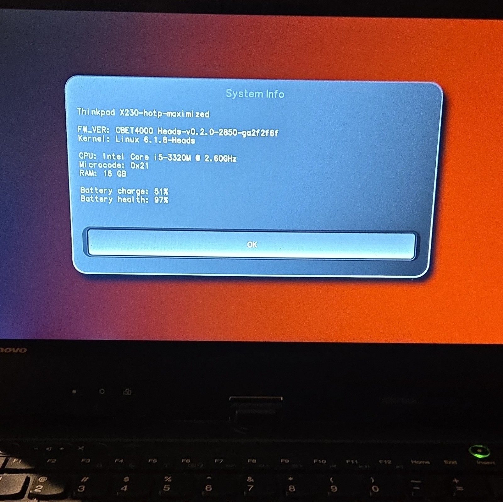 Lenovo ThinkPad X230 12.5″ i5-3320M 2.60GHz 16GB No Storage Coreboot/Heads Black