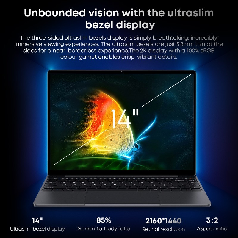 CHUWI CoreBook X 14.1″ Laptop, Intel 12th Gen i3-1220P, 16GB+512GB NVMe, Win 11