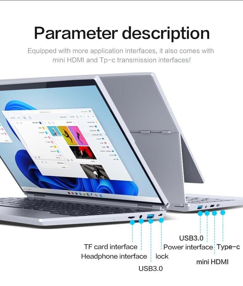 14” Touchscreen Yoga Laptop | Intel N95, 360° Flip, 16:10 IPS, Win 11 Pro, SSD
