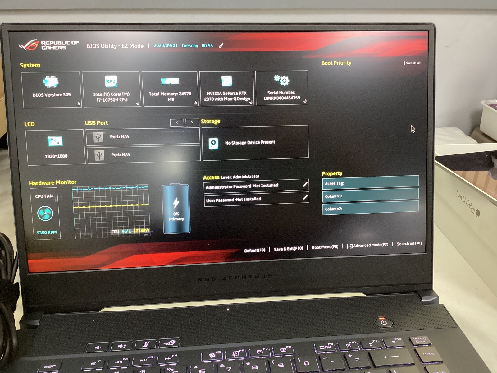 ASUS ROG Zephyrus M15 15.6″ Gaming Laptop， i7-10750H, RTX 2070 （Damage）