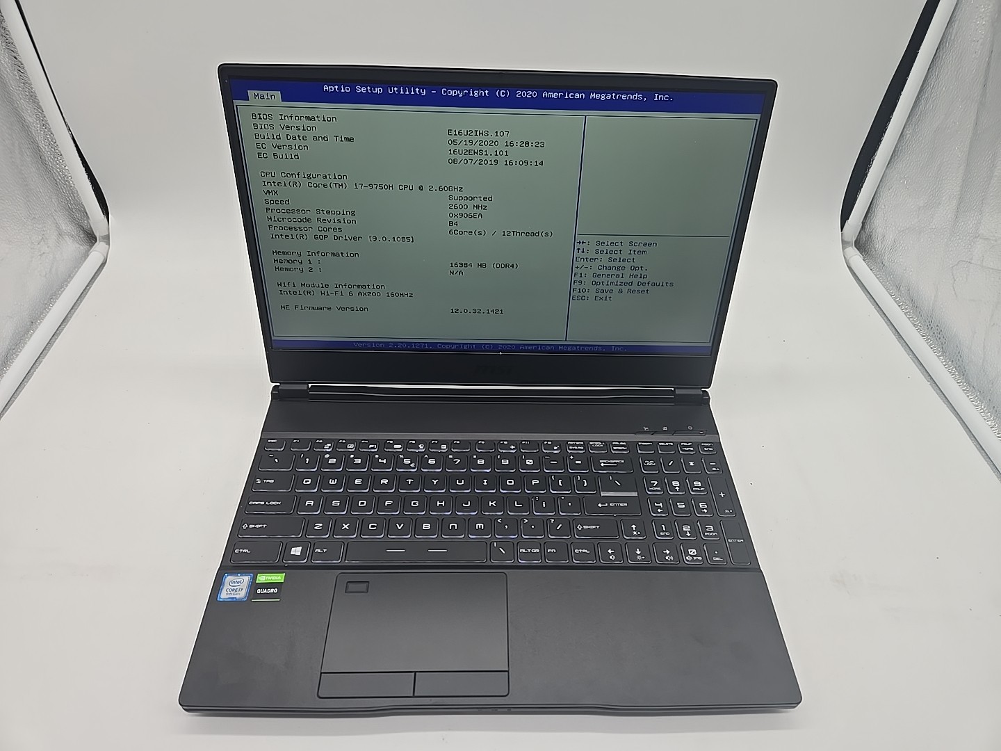 MSI WE65 9TI MS-16U2 15.6″ i7-9750H @2.6GHz, 16 RAM, No SSD, No OS