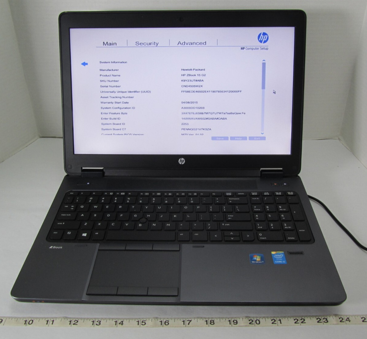 HP ZBook 15 G2 Laptop Computer Intel Core i5-4210M 2.60GHz 8GB RAM NO HDD AS IS