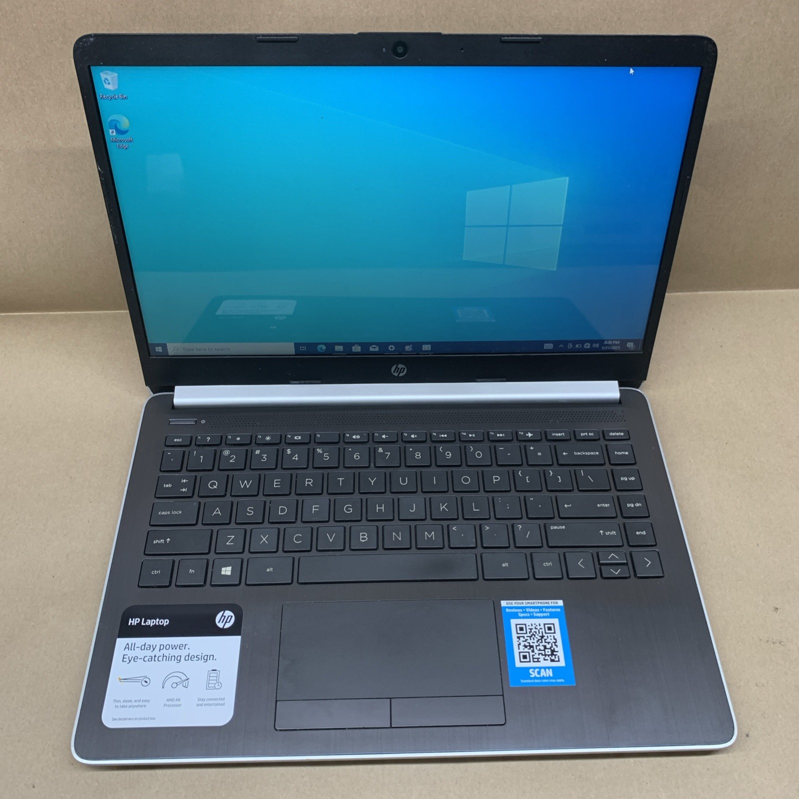 HP Laptop 14-dk0xxx, AMD A9-9425 R5 @ 3.2GHz, 4GB RAM, 128GB SSD, W10P