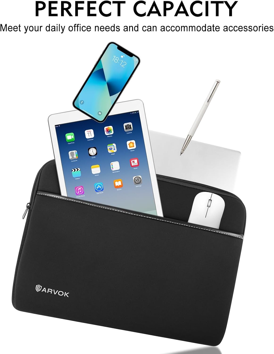 Neoprene Laptop Sleeve for 15-16″ MacBook Air/Pro, Black Case 15.6