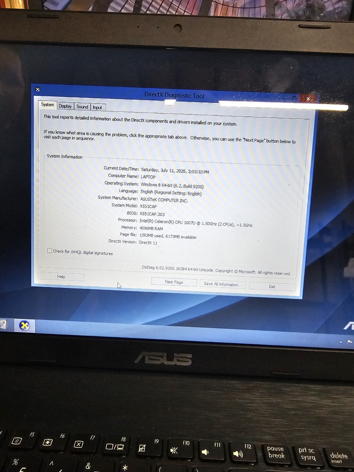 Asus X551C 15″ X551CA-HCL1201L Celeron 1007U 1.5GHz 4GB RAM 500GB HDD Windows 8