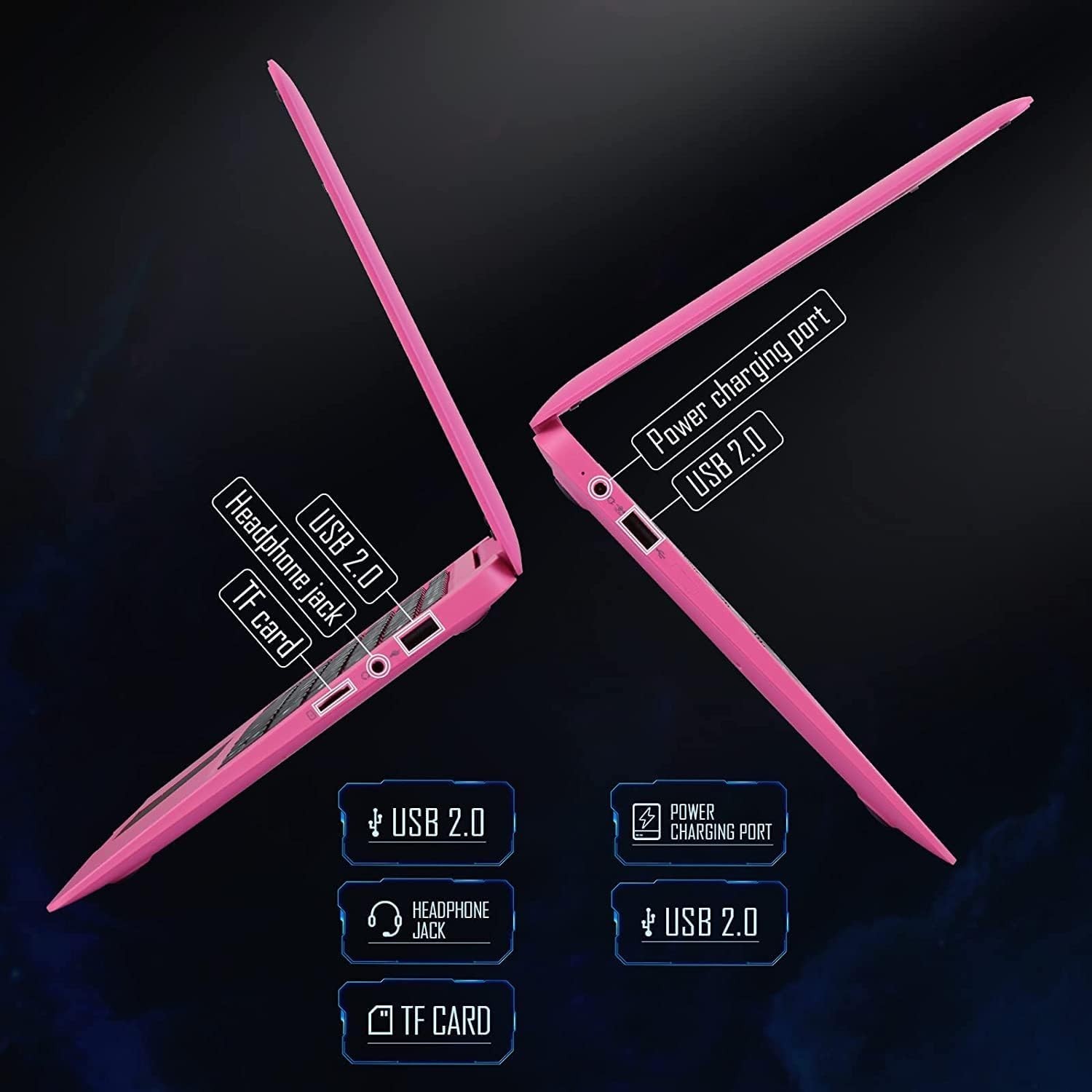 10.1” Laptop Computer Quad Core Android 12.0 Mini Netbook 2G RAM Kids Pink NEW