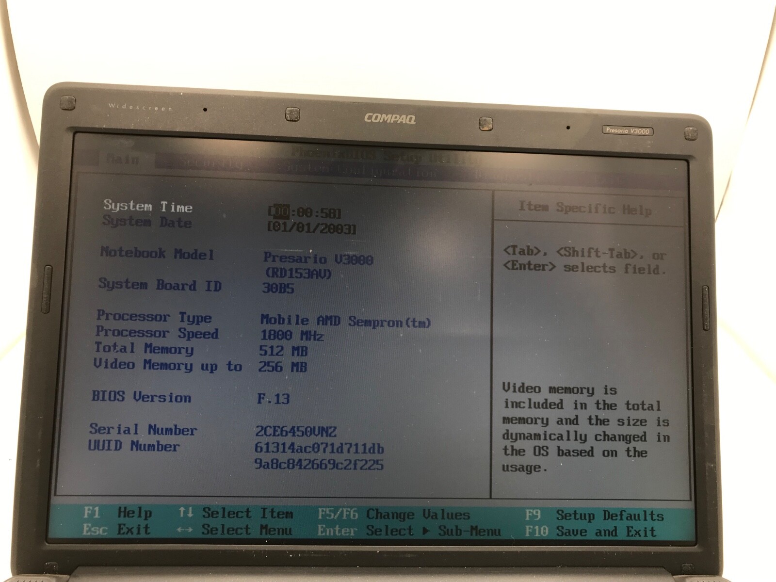 Compaq Presario V3000 14″ AMD Sempron 512Mb RAM NVIDIA GeForce- MZ