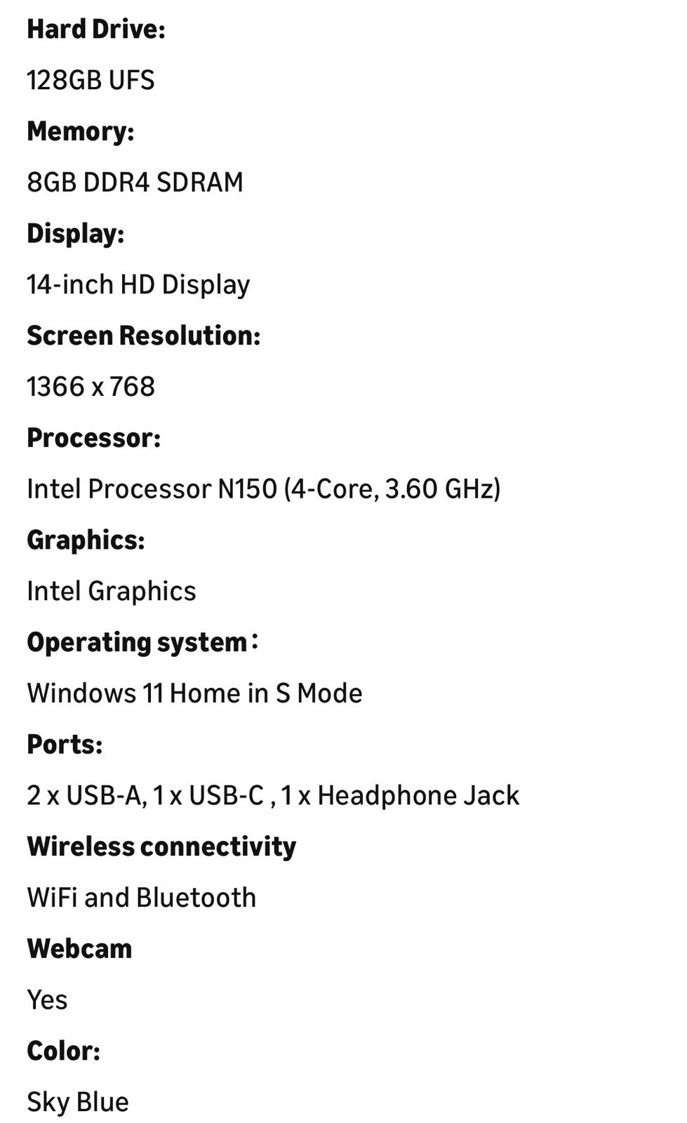 HP computer student and business intel 4 sky blu