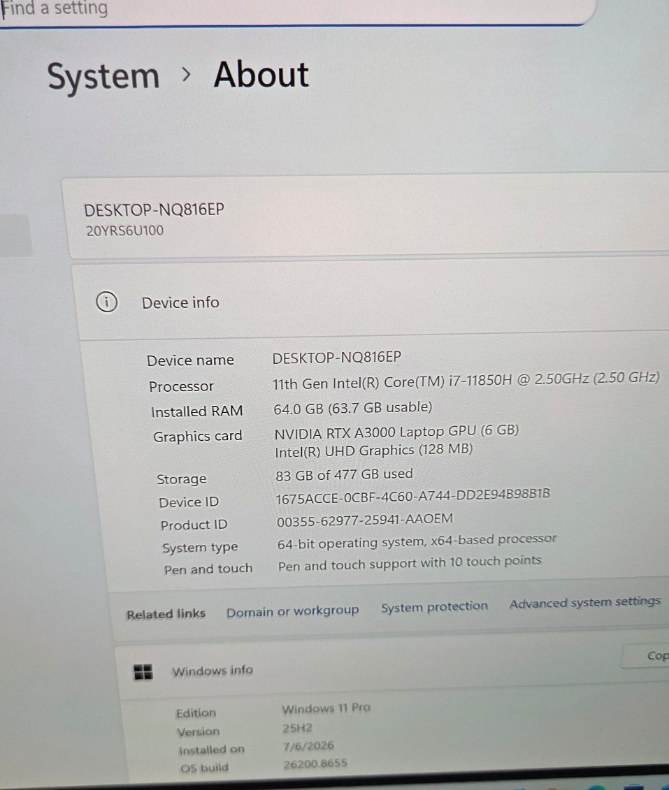 Lenovo ThinkPad P15 Gen2 I7-11850H vPro 64GRAM 512GSSD WIN11P 15.6 OLED RTXA3000
