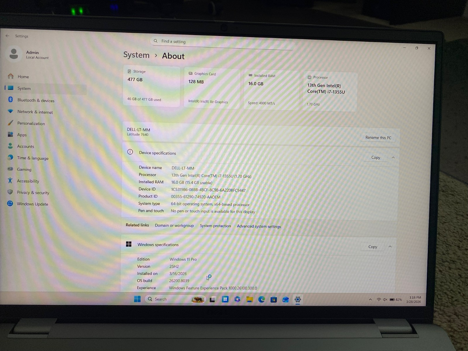 Dell Latitude 7640 16″ FHD Laptop i7-1355U vPro 16gb LPDDR5 512g NVME Win 11 Pro