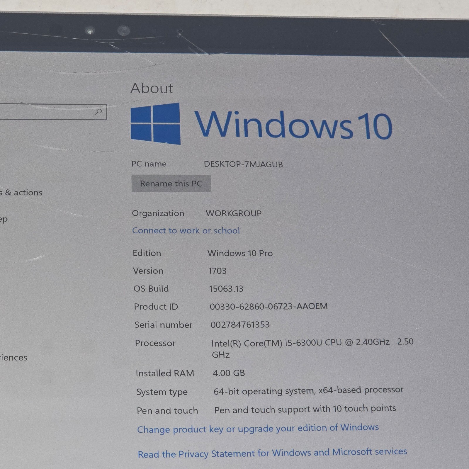 Microsoft Surface Pro 4 Model 1724 Win 10 Pro i5 2.40GHz 128GB 4GB RAM