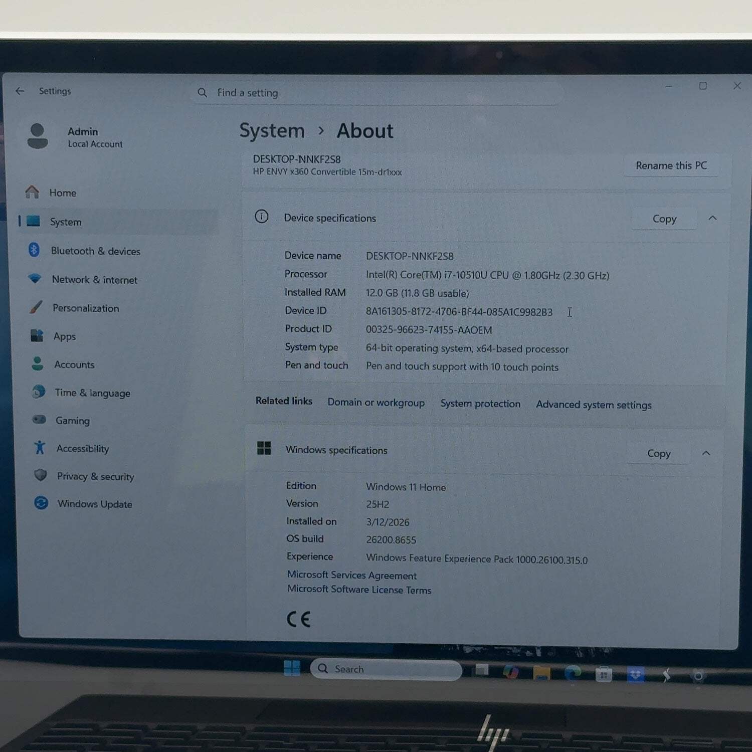 HP Envy 15m-dr1012dx 15.6″ i7-10510U 1.8GHz 12GB RAM 512GB