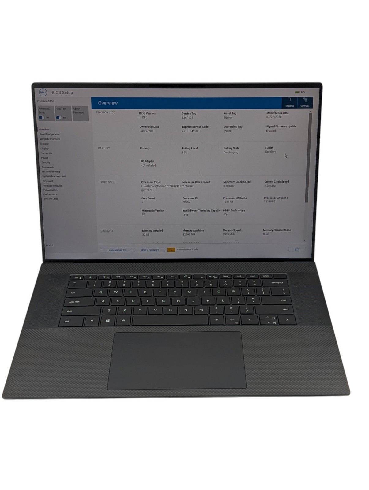 Dell Precision 5750 17″ i7-10750H 2.60GHz 32GB RAM 512GB SSD – Grade D