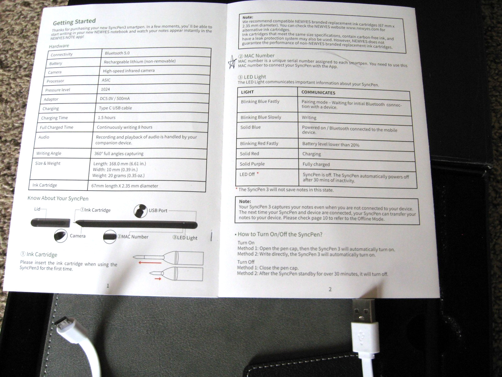 rmk99 Newyes Syncify Sync Pen Open Box-Pristine Book,Cord,3 Pen Refills st135