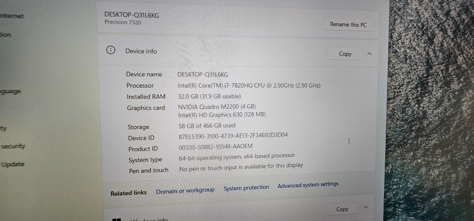 Dell Precision 7520 15.6″ FHD Intel i7-7820HQ 2.9GHz 16GB 512GB Quadro M2200