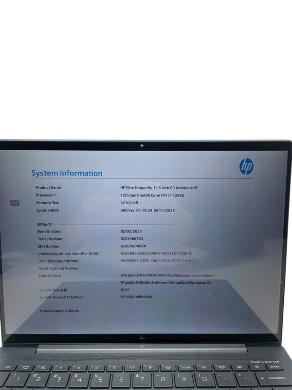 HP Elite Dragonfly G3 13.5″ i7-1265U 32GB RAM 512GB SSD – Grade D