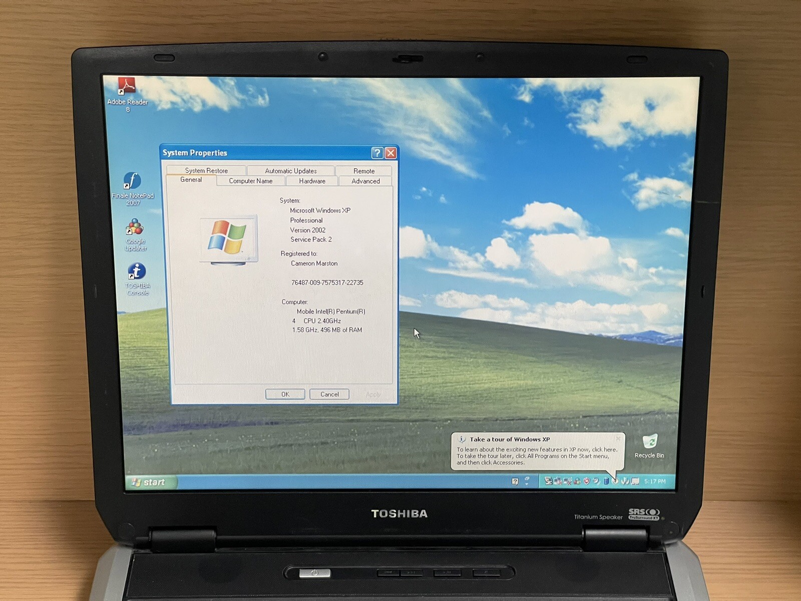 Vintage Toshiba satellite A45-S150 laptop **IT DOES NOT INCLUDE A CHARGER**
