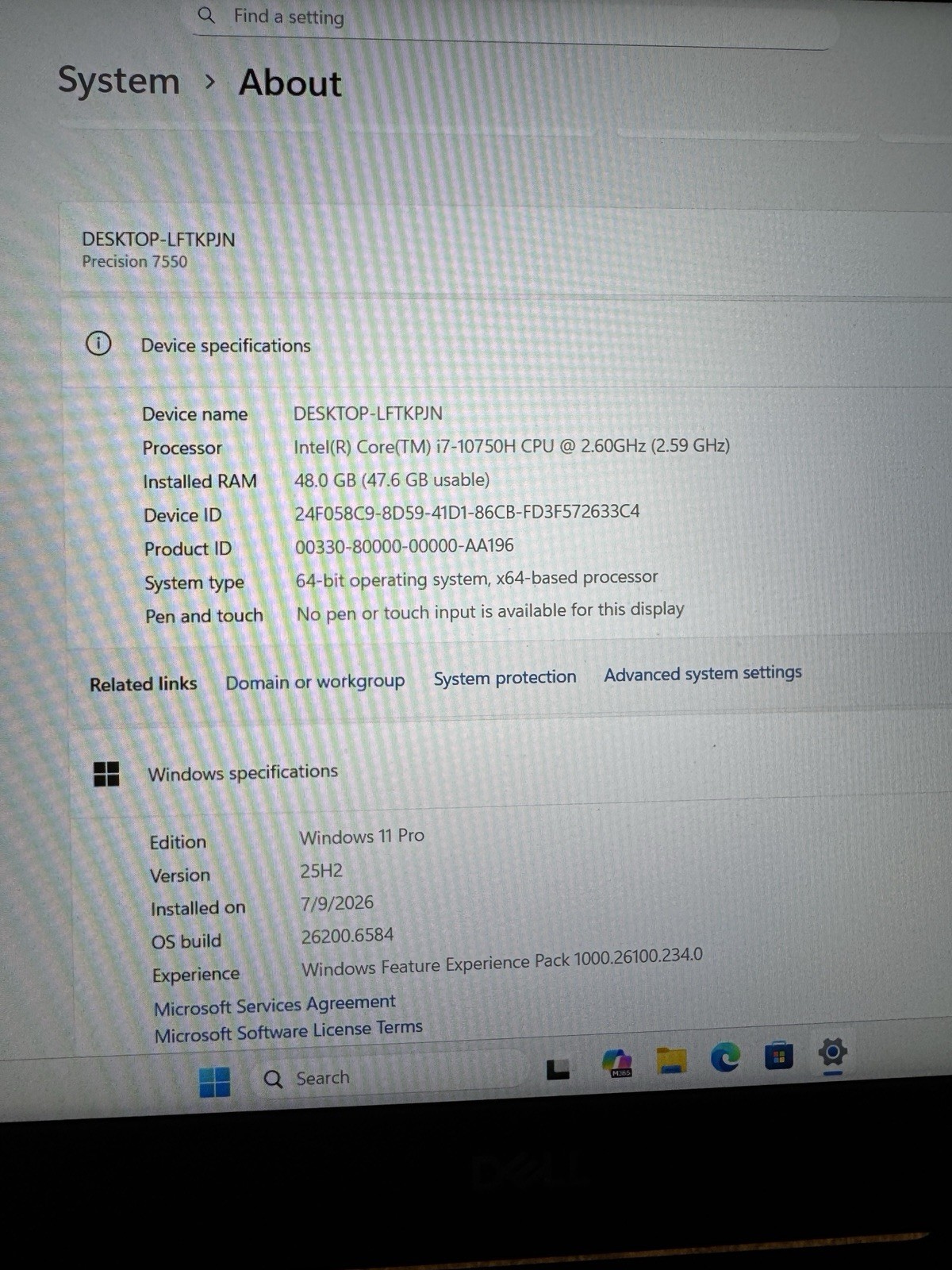Dell Precision 7550 | 256GB SSD, Intel Core i7-10850H, 48GB RAM | Win11P