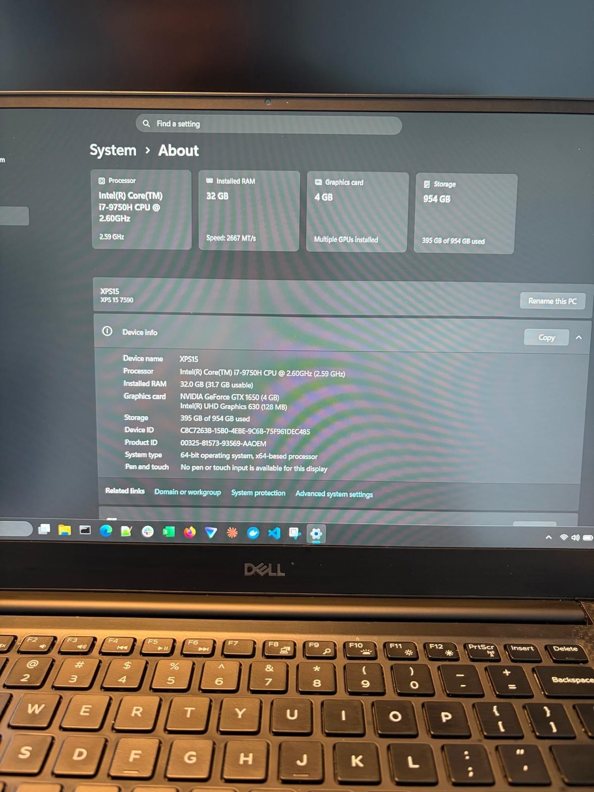 Dell XPS 15 7590 15.6 Intel I7-9750h NVIDIA GTX 1650 1TB SSD 32GB RAM