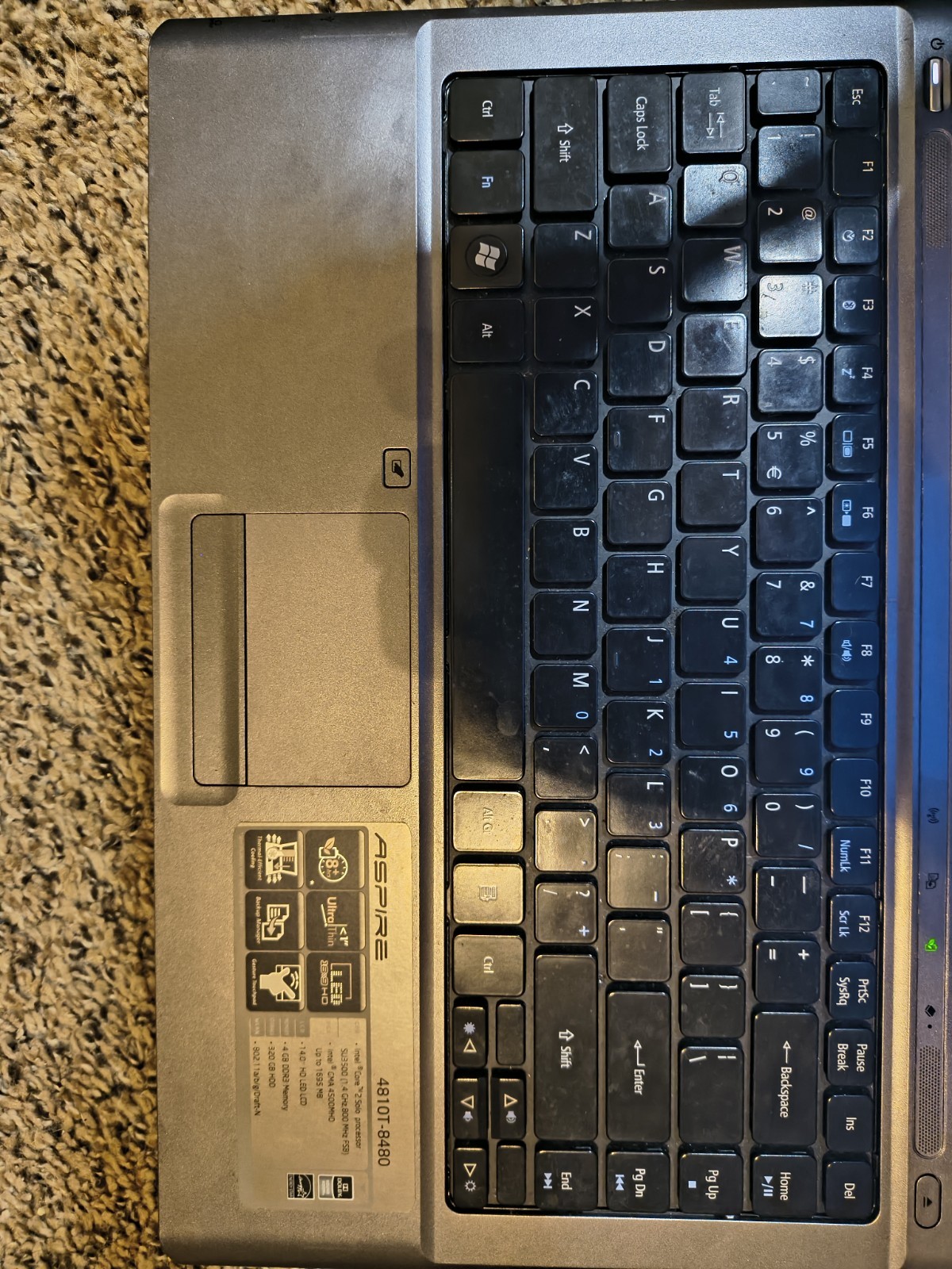 Acer Aspire 4810T Intel Core 2 Solo U3500 1.4GHz 4 GB 160GB Windows 10