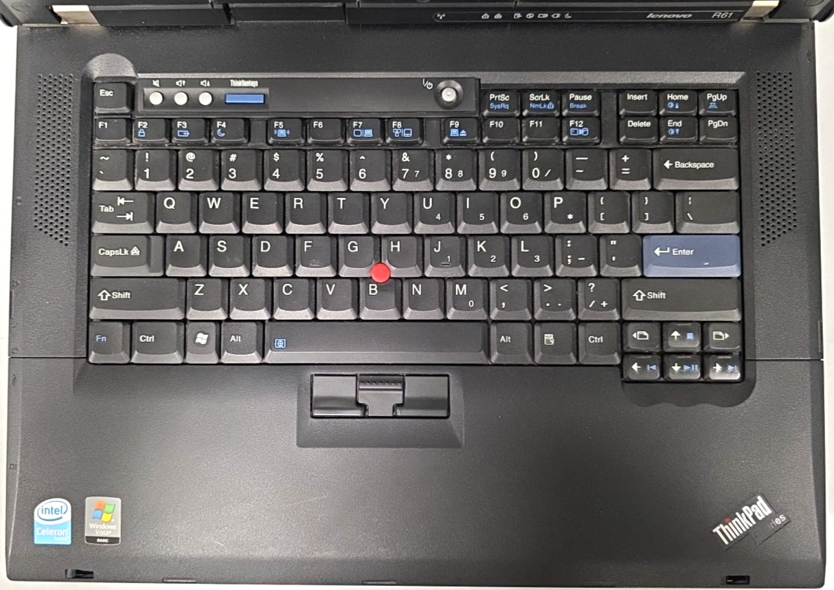 Lenovo ThinkPad R61 Laptop| Intel Celeron 540| 2GB RAM| No HDD| No OS
