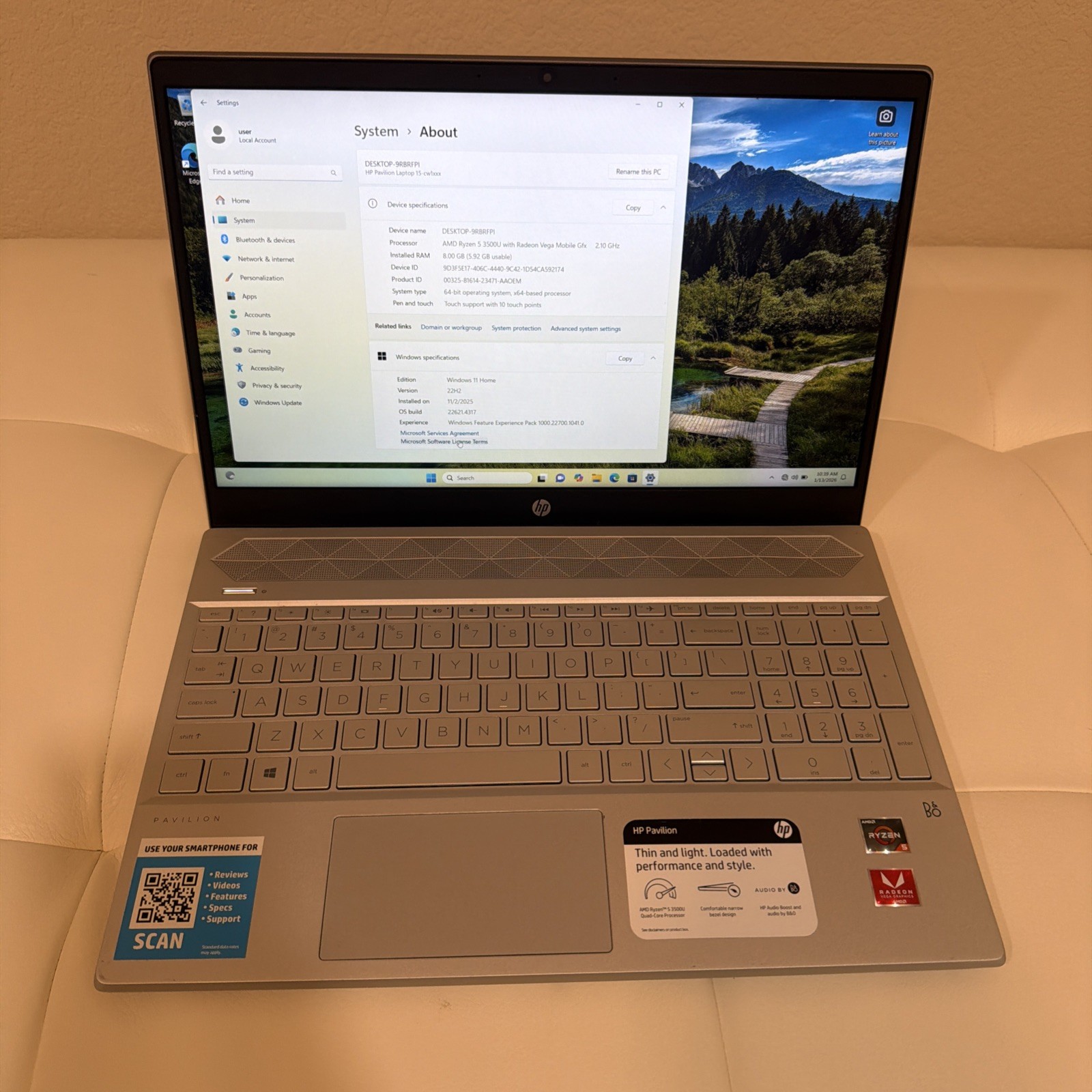 HP 15-EF2013DX 15.6″ Touch 8GB |256GB AMD Ryzen™ 5 3500U 2.10GHz WIN11H, Silver
