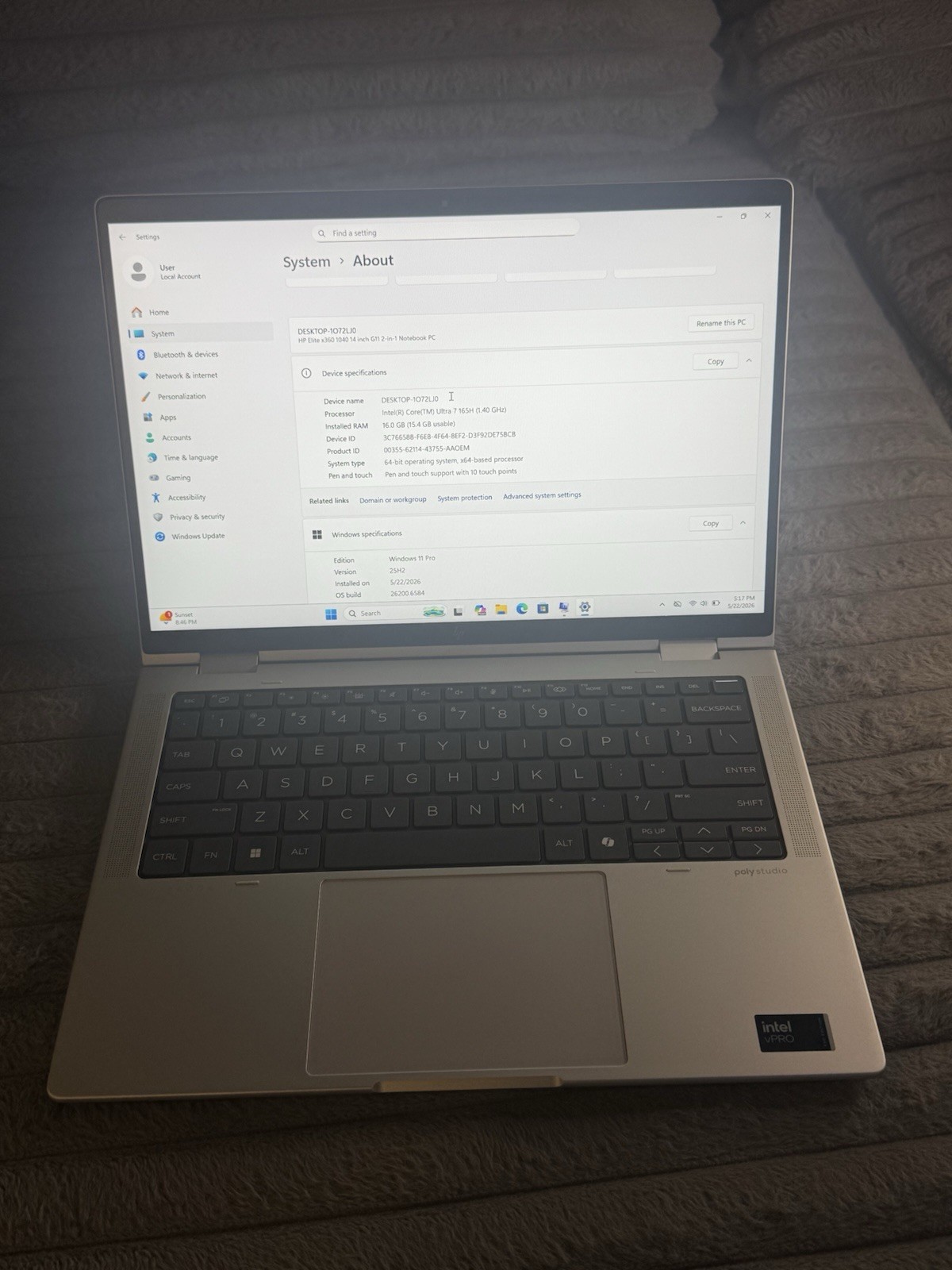 HP Elite x3601040G11 U7-165H 14in 16GB/512SSD Win11Pro Notebook Silver