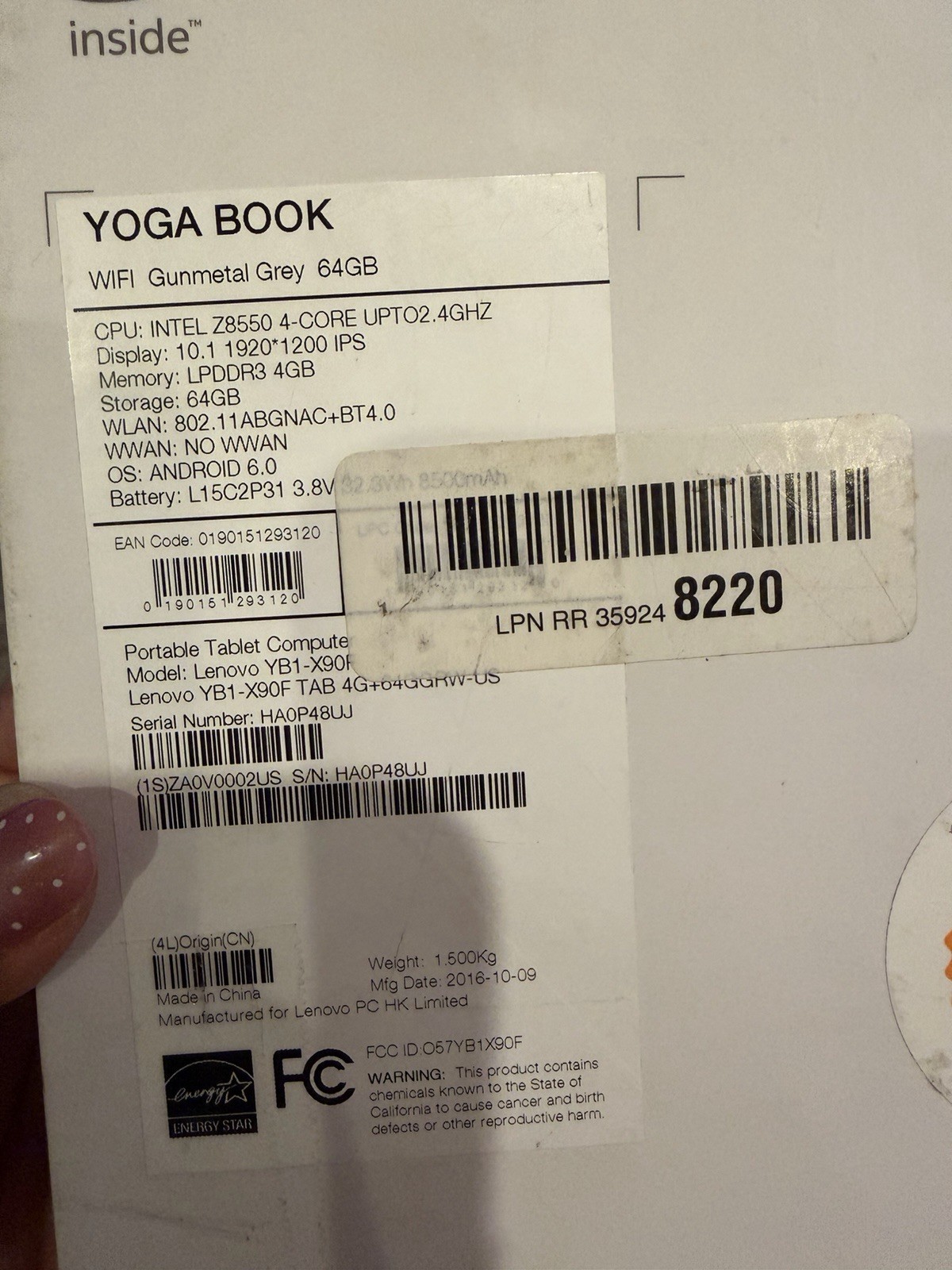 Lenovo Yoga Book YB1-X90F Convertible Tablet/Laptop