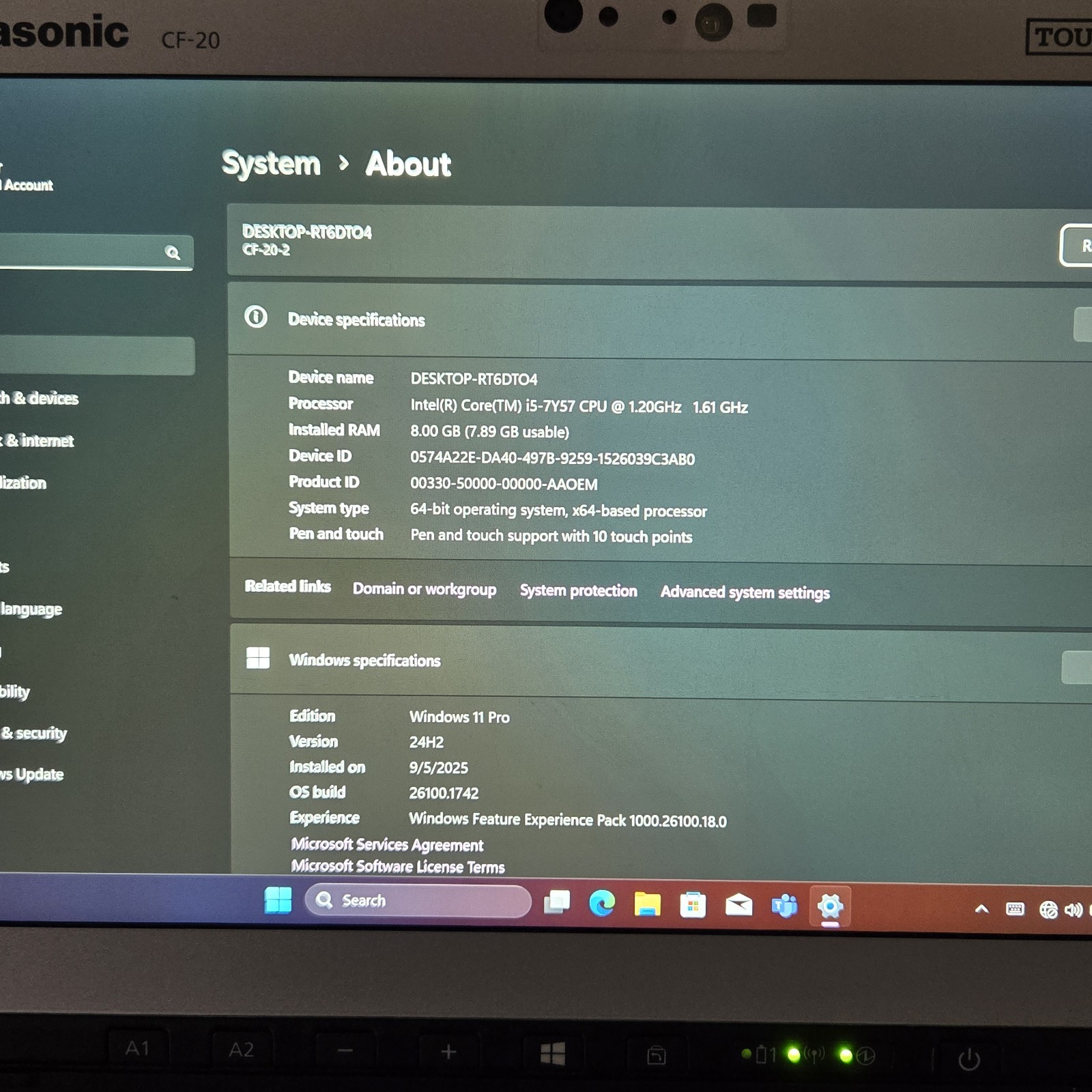 Panasonic Toughbook CF-20 10.1″ i5-7Y57 1.20GHz 256GB SSD 8GB 4G | Grade B-