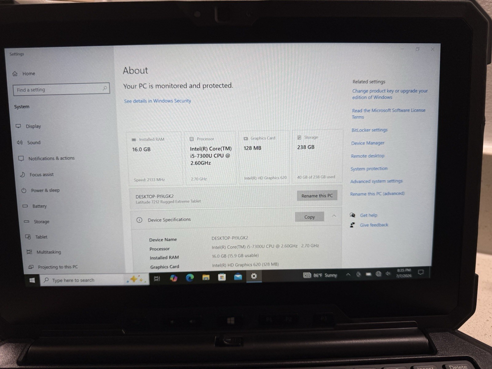 Dell 7212 Rugged Extreme 14″ Laptop W/iKey Keyboard!!!!