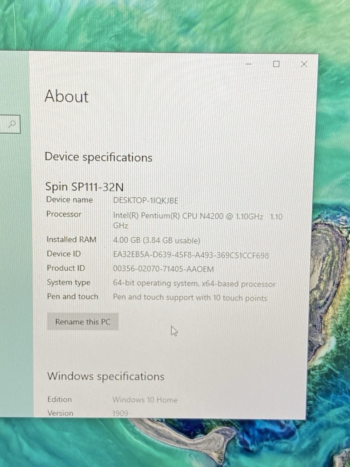 Acer Spin 1 SP111-32N 11.6” Touch 2-in-1 Laptop Pentium N4200 4GB 64GB