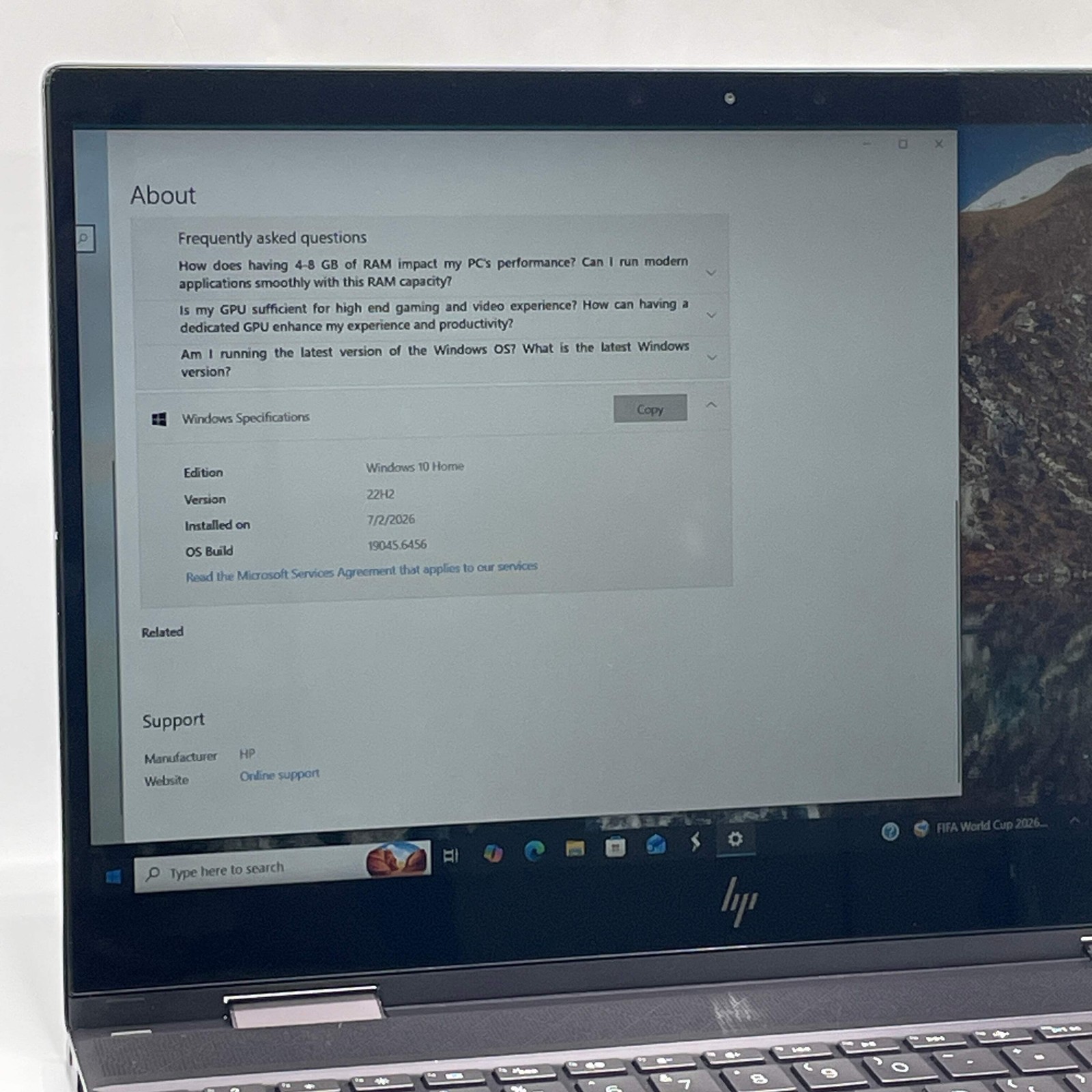 HP Envy x360 16-CP0053CL 15.6″ Ryzen 5 2500U 2.0GHz 8GB RAM 256GB SSD /Read