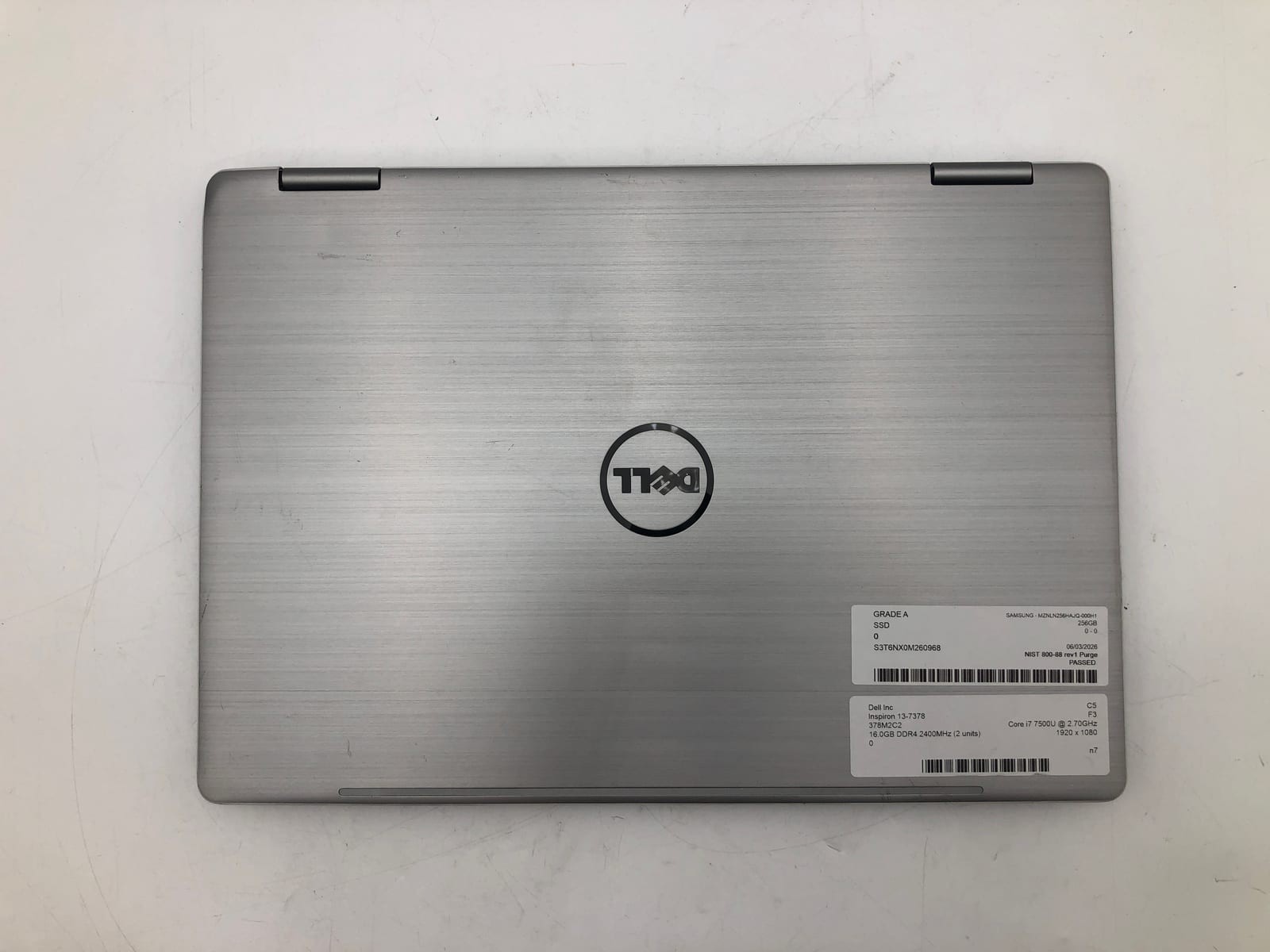 Dell | Inspiron 13-7378 | i7-7500U | 16GB | 256GB SSD | Win 10 Pro | No Battery