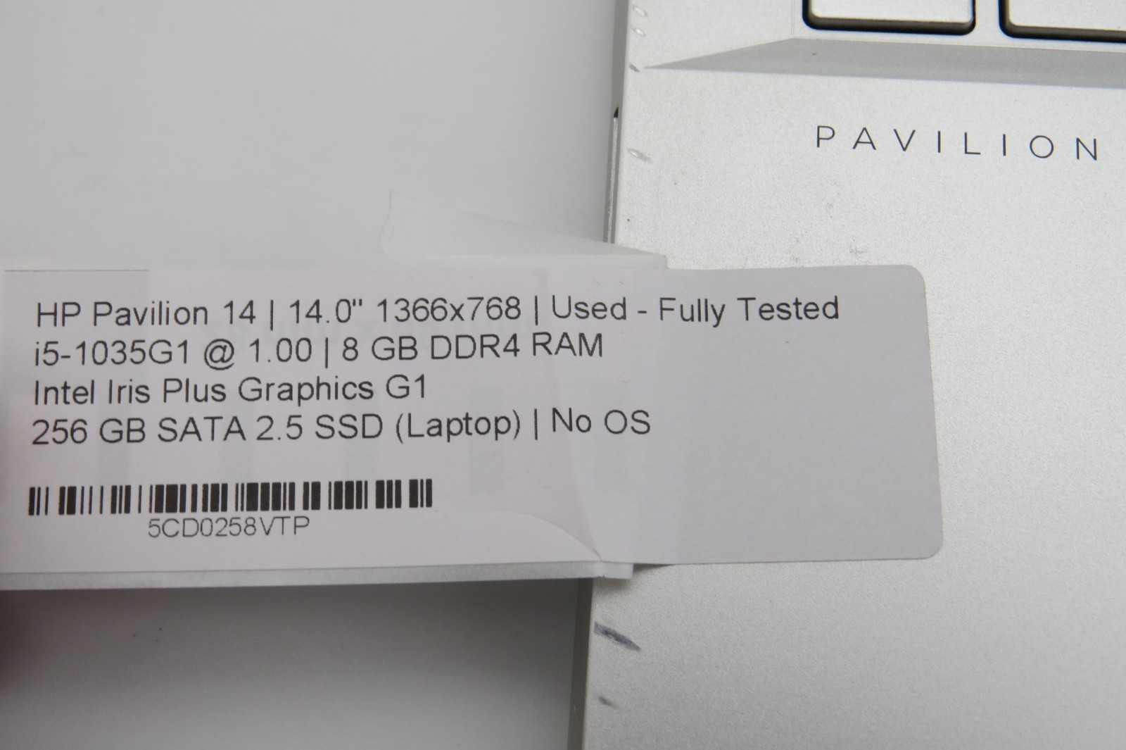 HP Pavilion 14-14″-i5-1035G1@1.0GHz-8GB RAM-256GB 2.5 SSD-NO OS *READ*