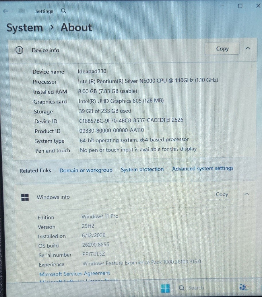 Lenovo IdeaPad 330-15IGM Laptop