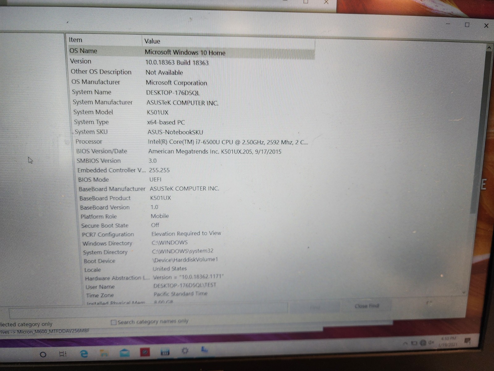 Asus K501UX 15.6” FHD Laptop i7-6500U, 8GB RAM, 256GB SSD READ