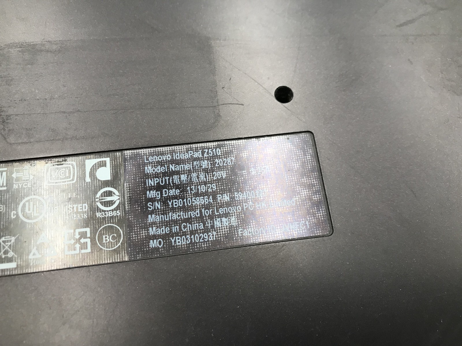 LENOVO IDEAPAD Z510 – BOOTS TO BIOS – INTEL I7 4700MQ – NO RAM – RREEAD DESC -BB