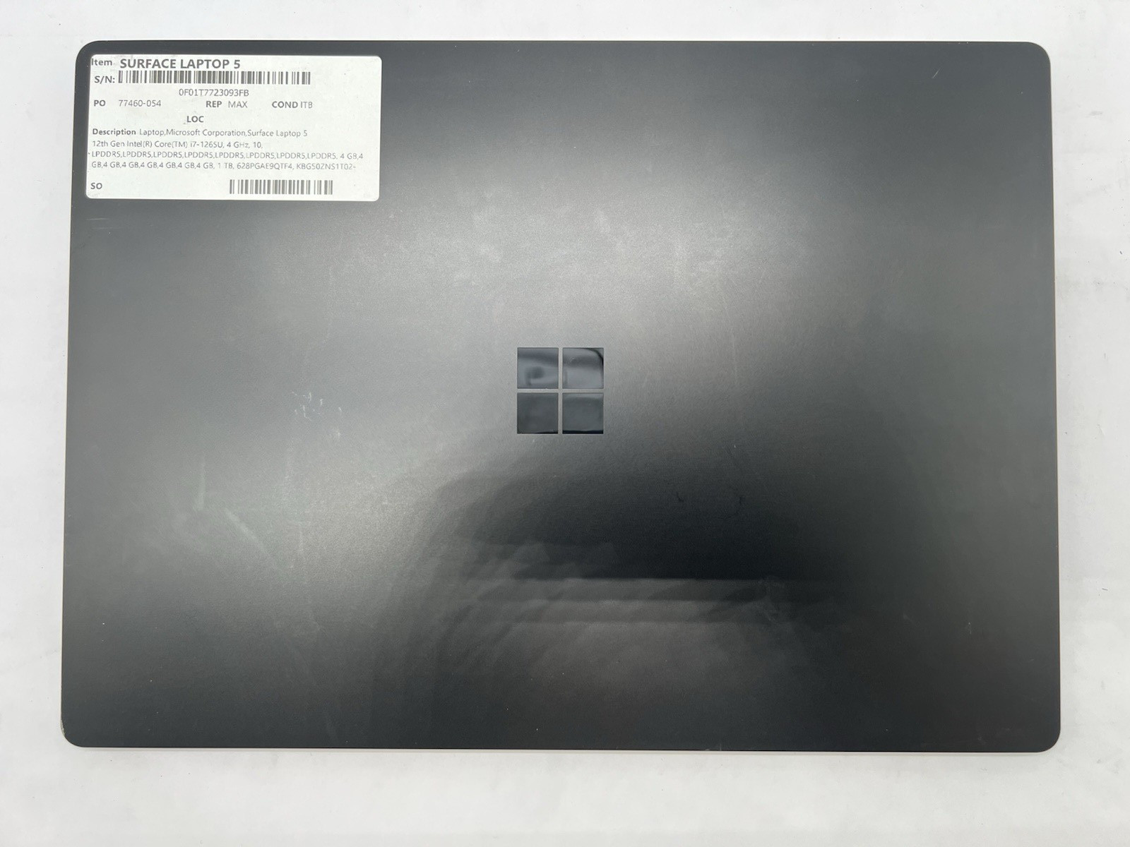 Microsoft Surface Laptop 5, i7-1265U, 2.17GHz, 32GB RAM, 1TB NVMe-No OS/Charger