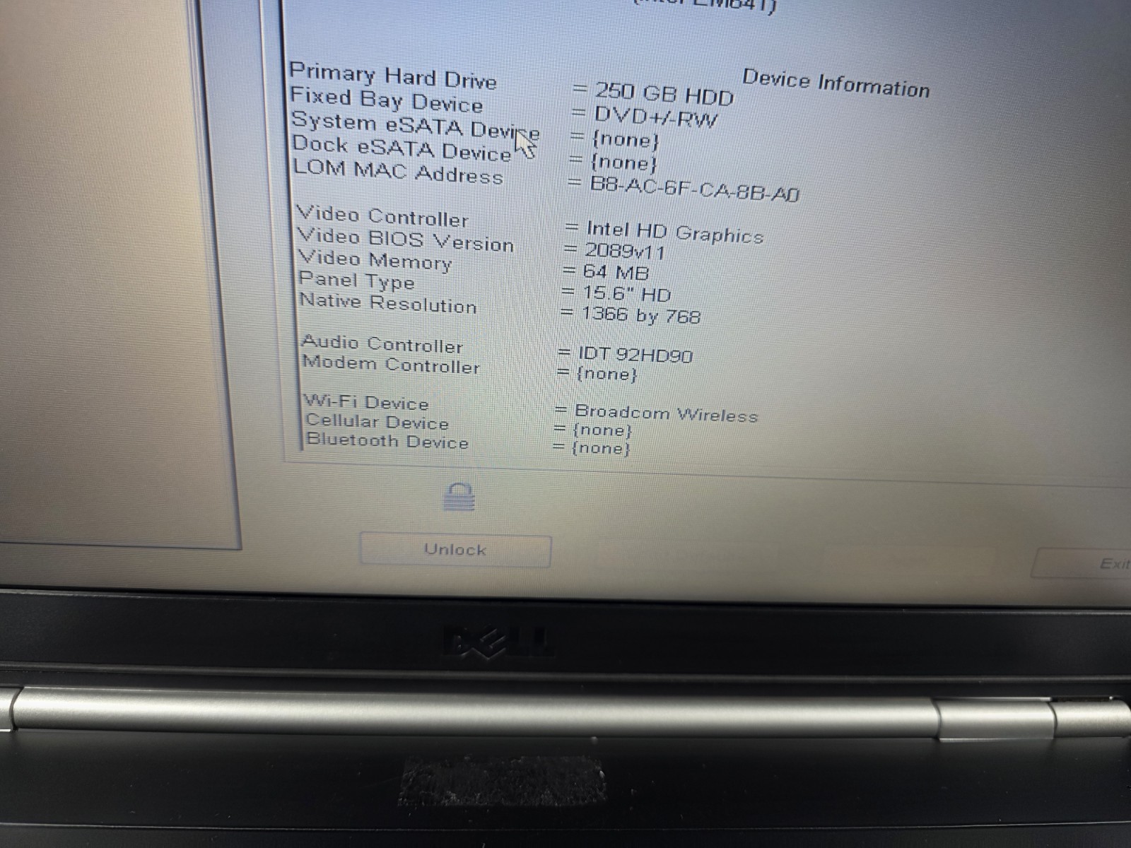 DELL LATITUDE E5520 Laptop INTEL I5- 2410M – 4GB RAM 250 HDD Read
