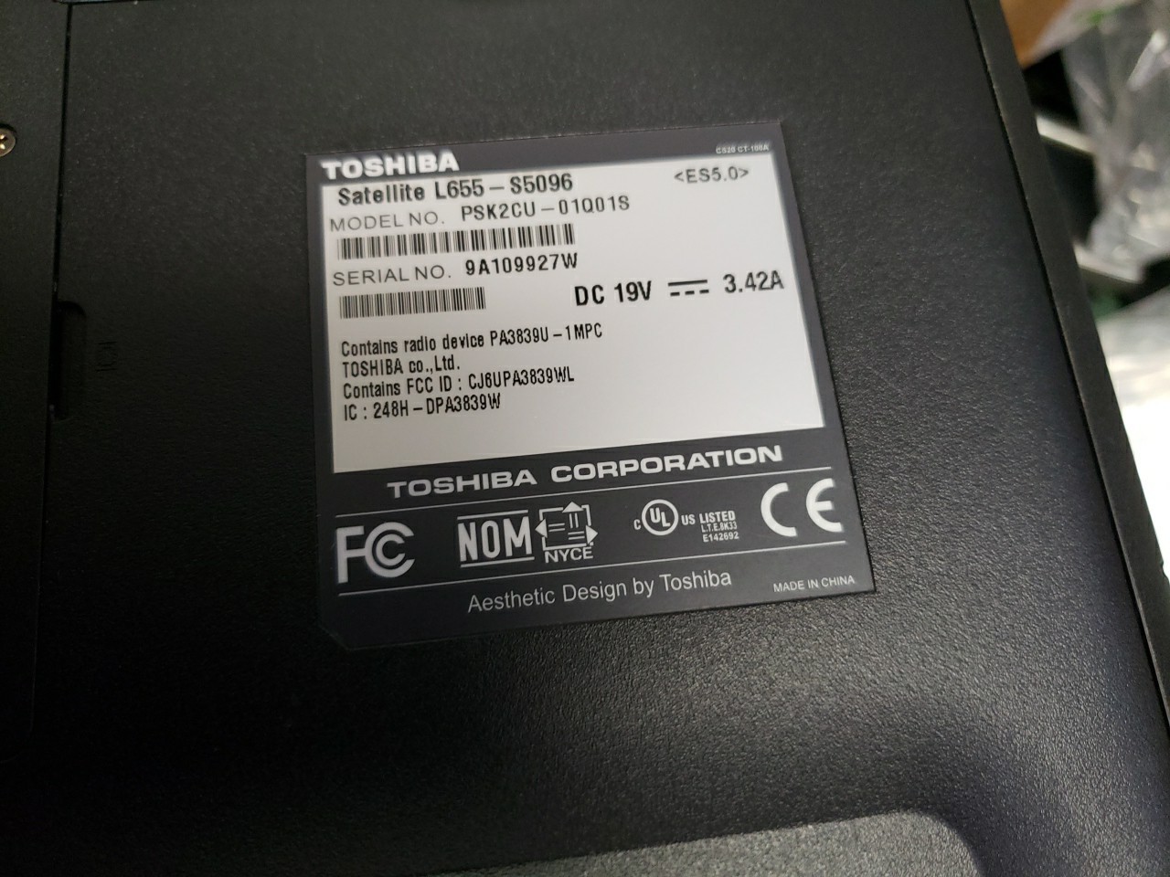 Toshiba Satellite L655-s5061 2 CORE 4GB RAM WITH Battery READ AD FREE SHIP