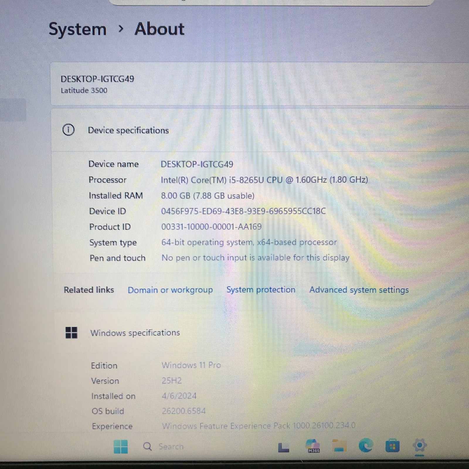 Dell Latitude 3500 15.6″ i5-8265u 1.6GHz 8GB RAM 256GB M.2 SSD (Windows 11 Pro)