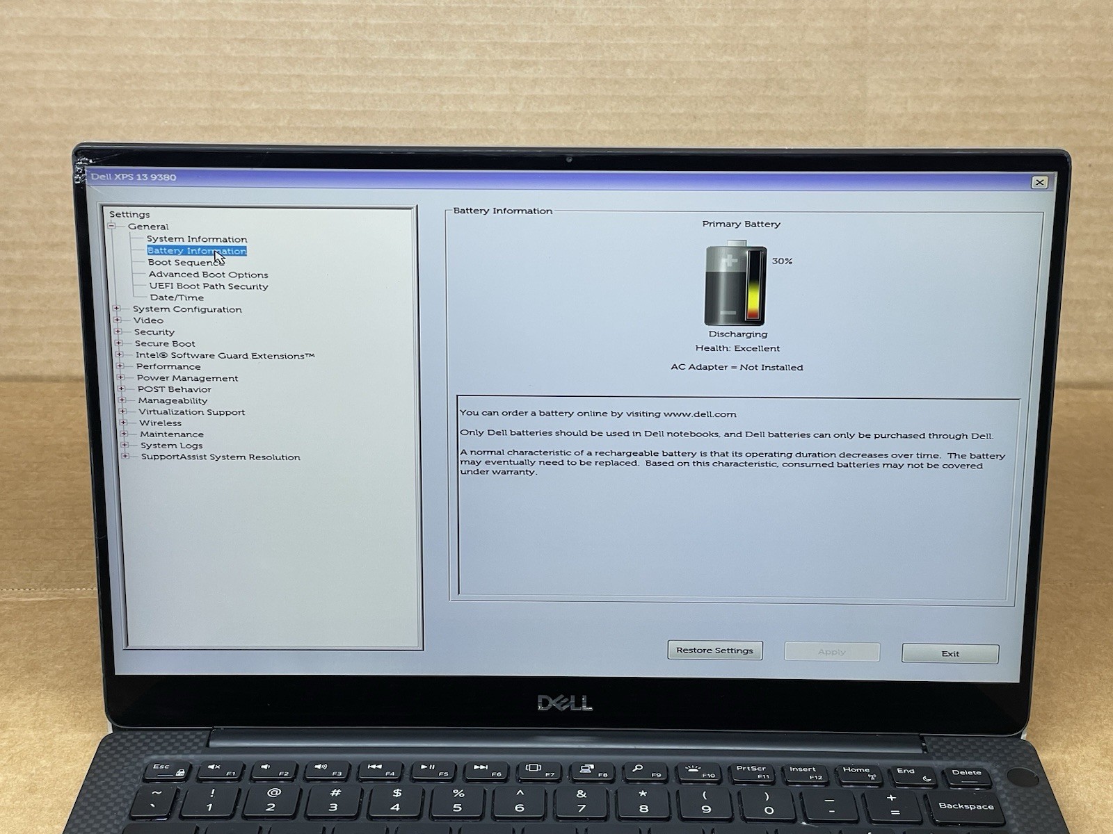 Dell XPS 13 9380, Intel Core i7-8665U @ 1.90GHz, 16GB RAM, NO SSD, No OS *READ*