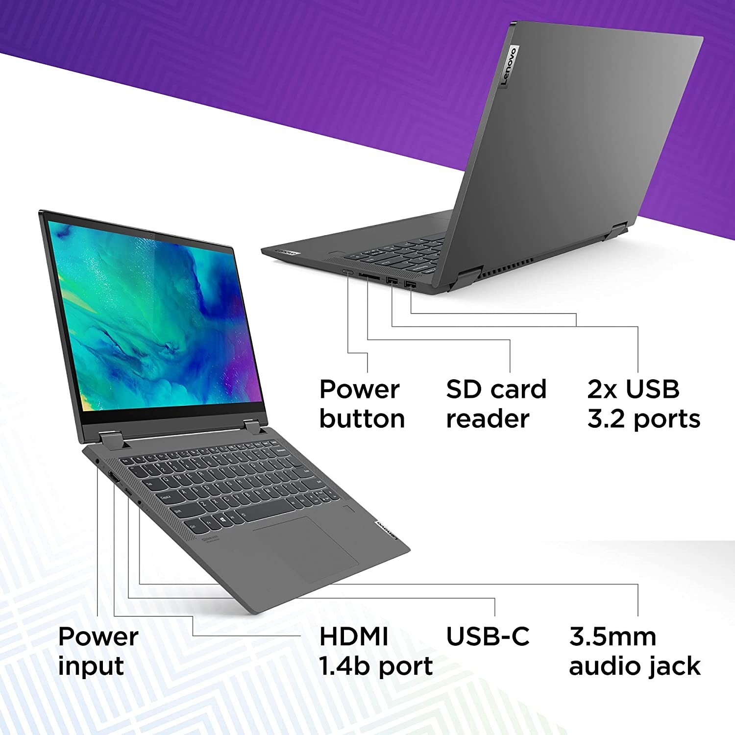 Lenovo IdeaPad Flex 5 14ITL05 14″ (128GB, Intel Core i3 11th Gen., 4.10 GHz,…