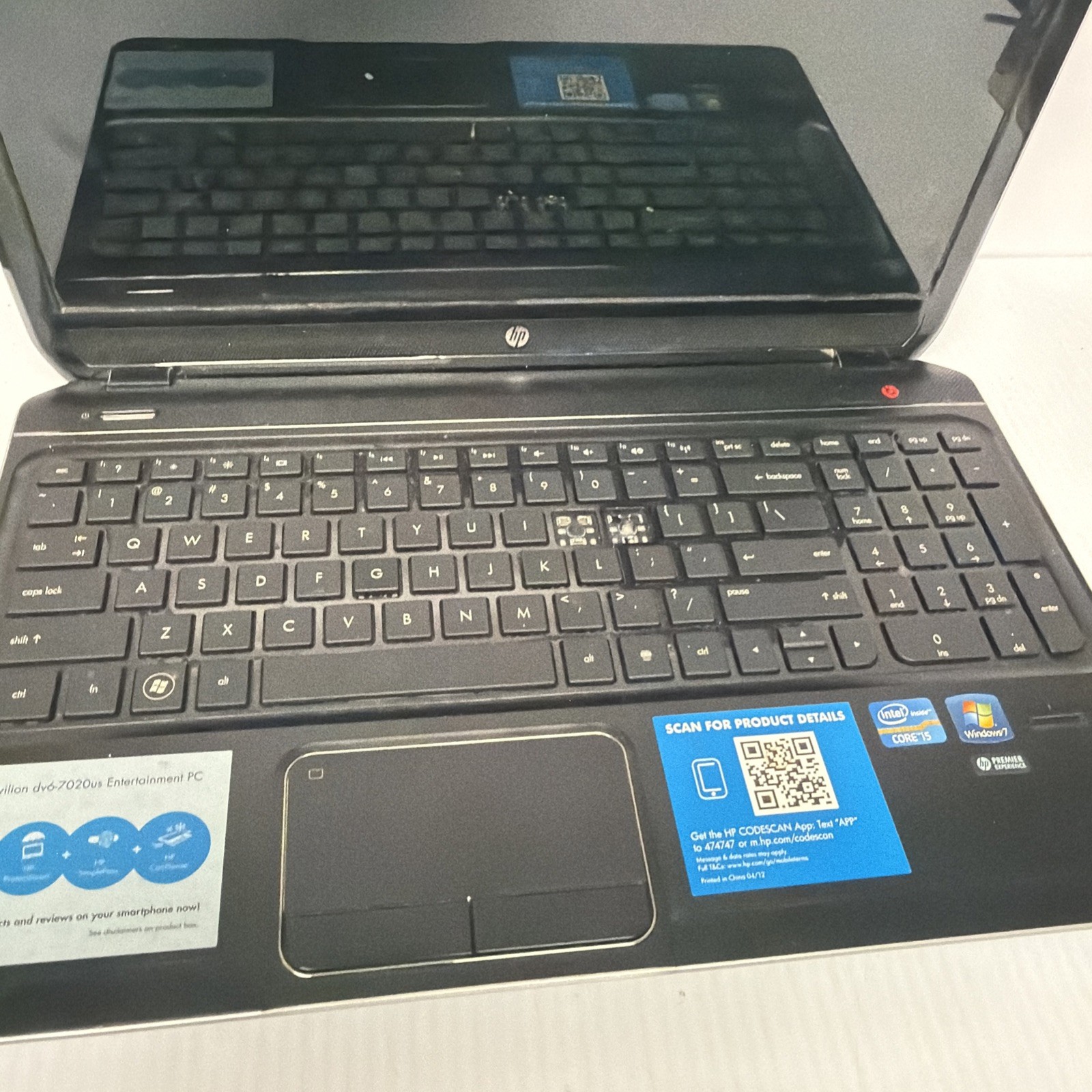 HP Pavilion dv6-7020us Widescreen Notebook Computer for parts or repair
