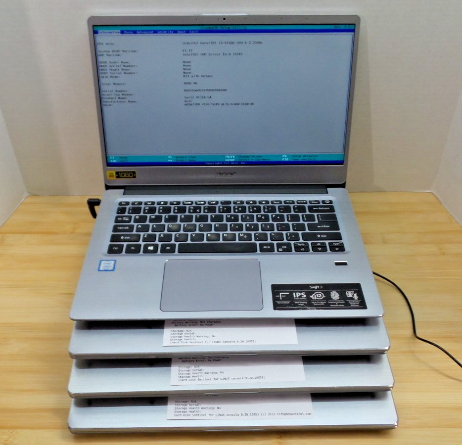 Lot of 4 ACER SWIFT 3 SF314-54 | 14in | i3-8130U | 4 GB RAM | NO SSD or Charger