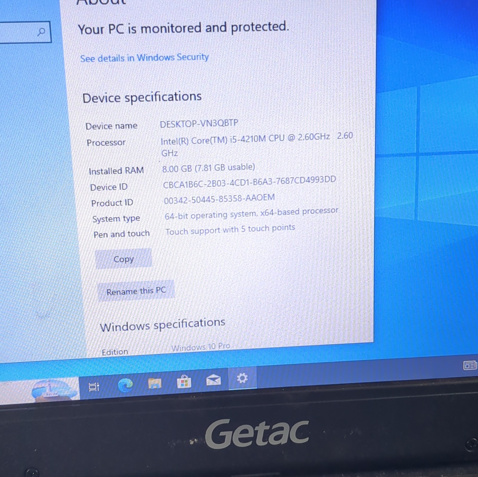 Getac S400 G3 Rugged Laptop i5-4210M 8GB RAM 128GB SSD 1TB HDD Touchscreen Win10