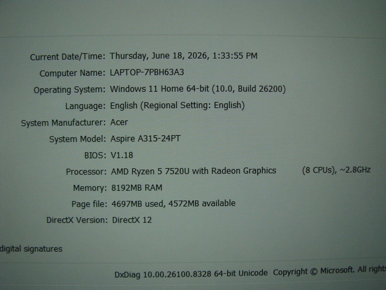 Acer Aspire A315-24PT 15.6″FHD TOUCH AMD Ryzen 5 7520U 2.8Gh 8GB 512GB W11H +PA