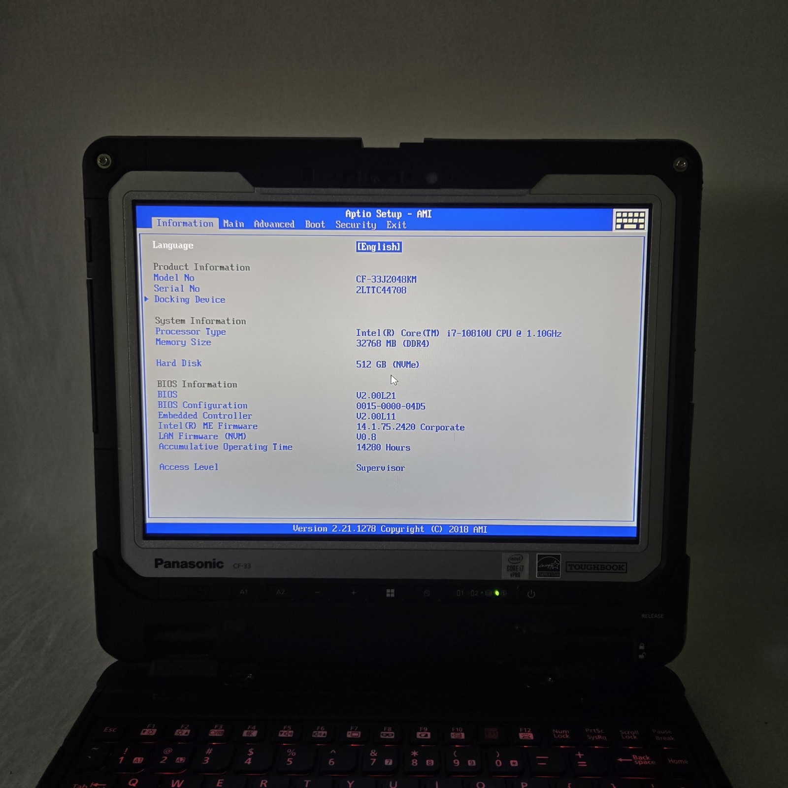 Panasonic Toughbook CF-33 i7-10810U 1.10GHz 512GB SSD 32GB Ram 4G GPS — Grade B