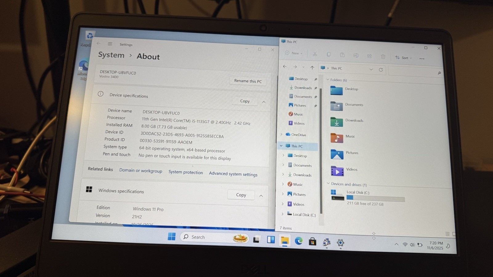 A lot 2 Unit Vostro 3400 14″ (256GB SSD, Intel Core i5-1135G7, 8GB RAM) Notebook